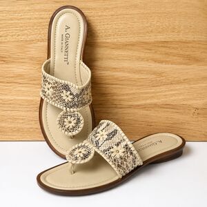 A. Giannetti Snake Print Slide Sandals Women’s Size 6.5 Italy Floral